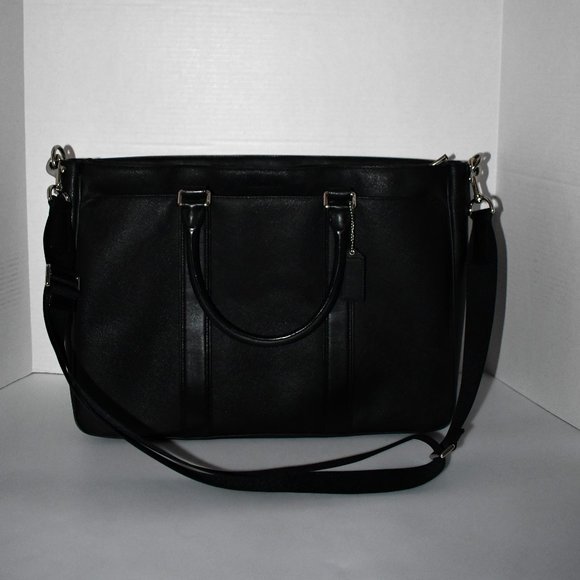 Coach BlackSaffiano Leather Briefcase with Strap Great Condition